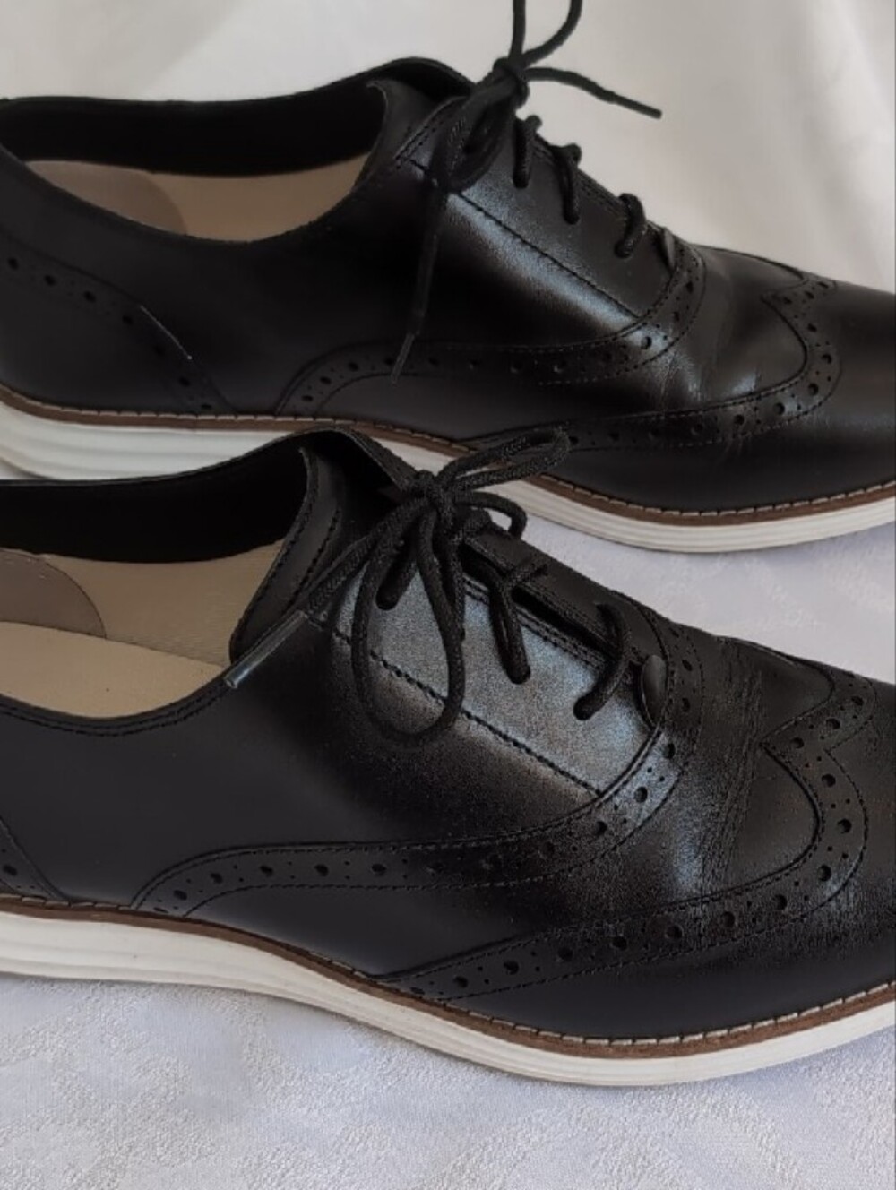 Cole Haan Black Leather Wingtip Lace-Up Sneakers - Picture 4 of 9